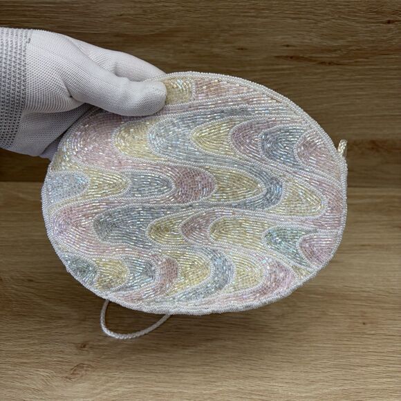 La Regale Vintage Beaded Shoulder Bag Pastel Colors Evening Wedding Cocktail - Picture 3 of 12